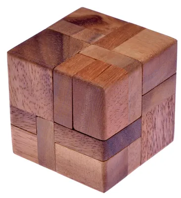 Zdjęcie produktu dla 6 elementów w kostce - puzzle 3D wykonane z drewna - gra logiczna z 6 elementami