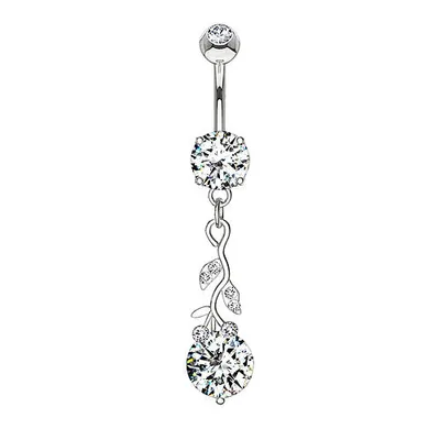 Produktbild von Taffstyle Bauchnabelpiercing Bauchnabelpiercing Banane Stecker Kristall Blätter Anhänger, Silber