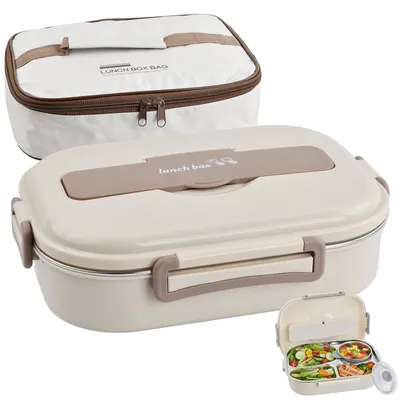 Zdjęcie produktu dla Pudełko na lunch Bento z 4 przegródkami i sztućcami w zestawie