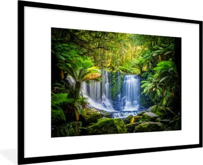Produktbild von MuchoWow® MuchoWow® Gerahmtes Poster Dschungel - Wasserfall - Australien - Pflanzen - Natur 90x60 cm - Poster mit zchwarzem Bilderrahmen - Wanddekoration - Fotos