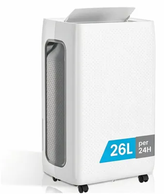 Produktbild von ISOISL Luftentfeuchter 26 L/Tag, 4,3-L-Wassertank, 330 W, Timer, Auto-Swing, Kindersicherung und Dauerablauf, Weiß