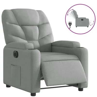 Image de vidaXL Fauteuil relax électrique gris clair Tissu