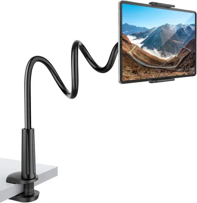 Produktbild von Schwanenhals-Tablet-Ständer, verstellbare und stabile Betthalterung für Tablets, geeignet für iPad, iPhone, Smartphones, Nintendo Switch, Samsung, Kindle und mehr, 80 cm Gesamtlänge