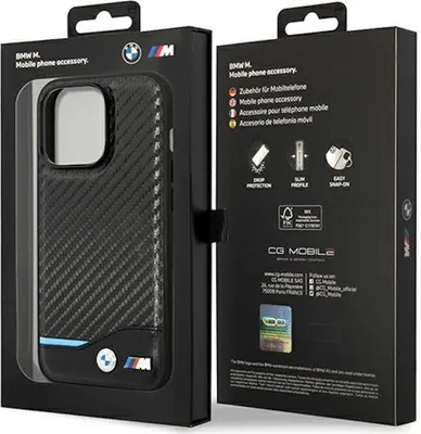 Produktbild von BMW M PolyurethanCarbon Blue Line Case für Apple iPhone 14 Pro Max - black