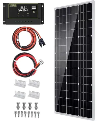 Image de Kit de panneau solaire 100 W - Régulateur PWM 30 A - 12 V - Monocristallin