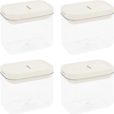 Immagine prodotto di Barattoli Krumble - Set di 4 - 500 ml - Barattoli per la conservazione - Barattoli per la conservazione - Coperchio ermetico - Barattoli per la conservazione - Lavabili in lavastoviglie - Plastica - Trasparente - Beige