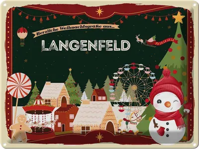 Produktbild von vianmo Blechschild 30x40 cm Weihnachtsgrüße aus Langenfeld Weihnachten