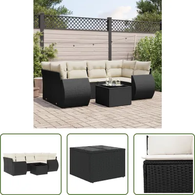 Produktbild von The Living Store 7-tlg. Garten-Sofagarnitur mit Kissen Schwarz Poly Rattan