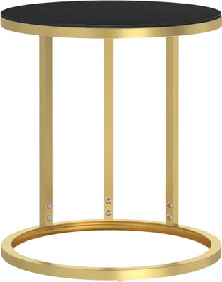 Produktbild von vidaXL Beistelltisch Golden und Schwarz 45 cm Hartglas