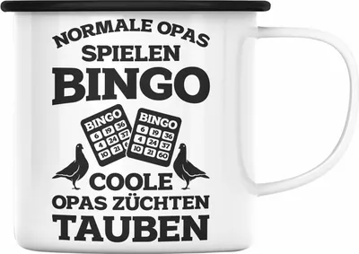 Produktbild von Trendation - Taubenzüchter Geschenkidee Emaille Tasse mit Spruch Taubenbesitzer Geschenk Taubenliebhaber Opa (Schwarz)