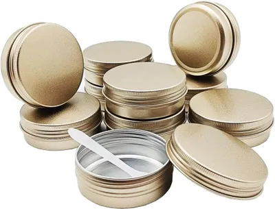 Imagen del producto de Latas de aluminio cilíndricas con tapa roscada, de 60 ml, paquete de 10 unidades, para cosméticos