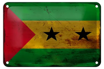 Produktbild von Blechschild Flagge São Tomé und Príncipe 18x12cm Flag Rost Dekoration