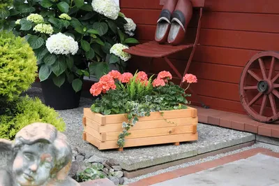 Produktbild von Pflanzkasten „Empoli“ mit Pflanzfolie aus Holz 29 x 59 x 20,5 cm honigfarben