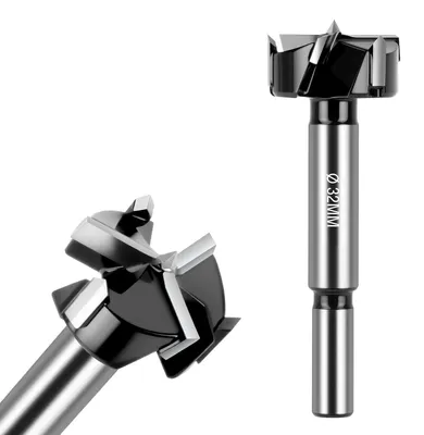 Obrázok produktu pre Vrták Forstner, 32 mm, vyrobený z karbidu wolframu a ocele, dĺžka 93,5 mm, určený na spracovanie dreva