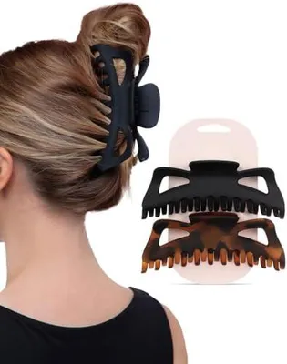 Produktbild von Große Haarklammern, 14 cm, matt, Schwarz und Schildpatt, für dickes, langes, lockiges und feines Haar, 2 Stück