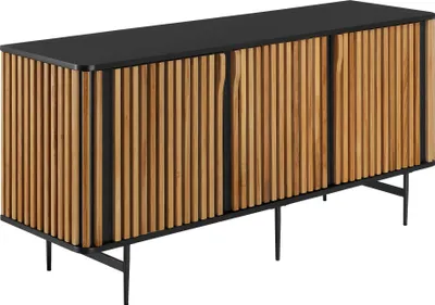 Produktbild von tectake® Sideboard Lineo Holzkorpus mit Lamellendesign 156 x 45,5 x 74 cm, höhenverstellbare Füße