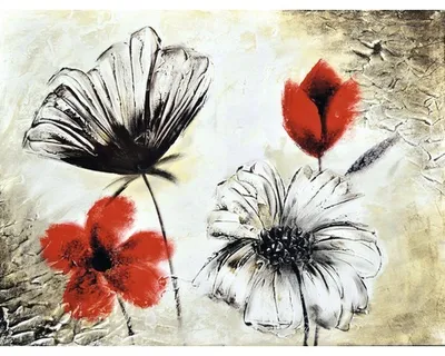 Obrázek produktu pro Ručně malovaný obraz 2.907.2354 motiv červeno-bílé květy 80x115 cm