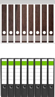 Produktbild von Wallario 8 Stück schmale Ordner inkl. Klebeetiketten mit Motive Holz-Optik Textur dunkelbraunes Holz -  Set mit Rückenschildern / Ordnerrücken Stickern