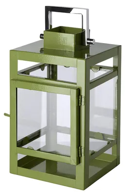 Produktbild von FINK Laterne KENIA mit Glas - Windlicht aus Eisen pulverbeschichtet und Edelstahl, grün, H 20 cm, Frühlingsdeko