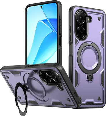 Produktbild von Dual Layer Hülle für Xiaomi Redmi A5 4G mit Ring Ständer Magnetisch Stoßfest Handyhülle Lila