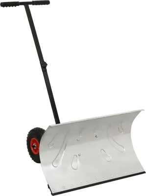 Produktbild von Schneeschaufel mit 2 luftgefüllten Rädern, aus verzinktem Metall, Schild 74x46 cm, Lenker und Schild verstellbar