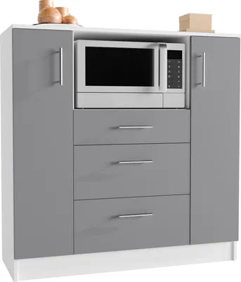 Produktbild von VCM Küchenschrank | Maße ca. H. 110 x B. 109 x T. 40 cm | Mikrowellenschrank mit drei Schubladen | Unterschrank schlicht | Küchenmöbel - Esilo