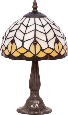 Zdjęcie produktu dla Lampa stołowa witrażowa SARGAN brązowa 1xE27x60W szkło witrażowe wym:49x31x31cm IP20 Kaja