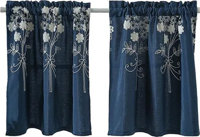 Image de INF Rideau de Cuisine Brodé en Dentelle Marine - Élégant & Frais S