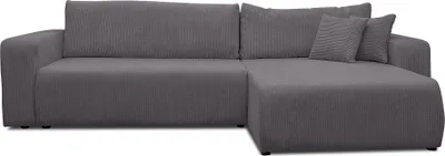 Produktbild von VENASI Ecksofa mit Schlaffunktion Luna XL, Dunkelgrau Cordstoff