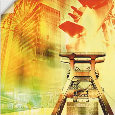 Produktbild von ARTland Wandbild, selbstklebend Essen Skyline Abstrakte Collage I Größe: 30x30 cm