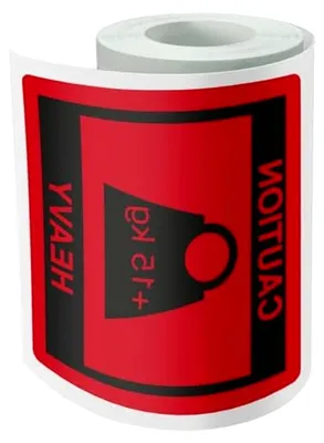 Produktbild von Schwerlastetiketten, Rolle mit 500 Stück, Größe 80 x 80 mm, selbstklebende Warnaufkleber für schwere Sendungen, robust und langlebig, auffällige rote Farbe