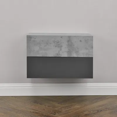 Produktbild von Wandregal 'Oslo' mit Schublade 2er Set 46x30x15cm Beton-Optik/Dunkelgrau