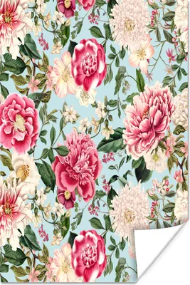 Produktbild von MuchoWow® Poster Blumen - Rosa - Muster 20x30 cm - Papierdruck