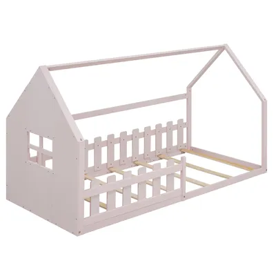 Produktbild von Kinderbett 90*200cm Flachbett, Hausleiste, Rosa