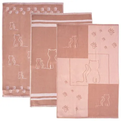 Produktbild von Orion | Geschirrtücher 3er Set - Braun/Baumwolle - Küchentücher mit Katzen-Motiv