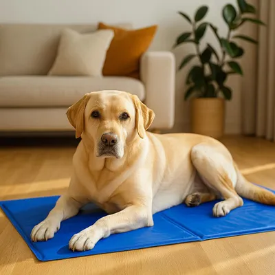 Image de Tapis rafraîchissant pour chiens belviona, tapis auto-rafraîchissant sans électricité ni eau, pliable, robuste et facile d'entretien, 100 x 60 cm, bleu