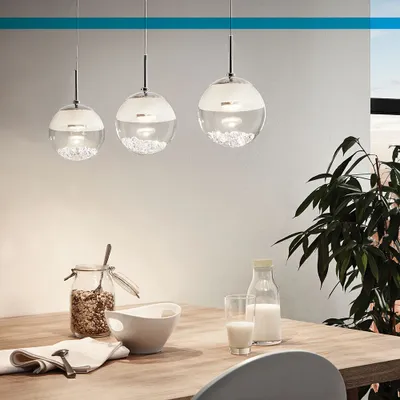 Produktbild von Eglo 93784 MONTEFIO 1 LED 3-fach Hängeleuchte 3x5W 870x140mm Chrom Weiss Klar warmweiss