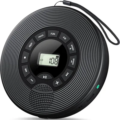 Produktbild von CD MP3 Player tragbar, Bluetooth 5.1 Audioempfänger, USB Wiedergabe, Stereo Lautsprecher, 4 Modi mit Wiederholung und Zufallswiedergabe, Schwarz
