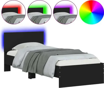 Produktbild von vidaXL Bettgestell mit Kopfteil und LED-Leuchten Schwarz 75x190 cm