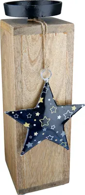 Produktbild von Gilde Holz Kerzenhalter "Blue Star" 53164