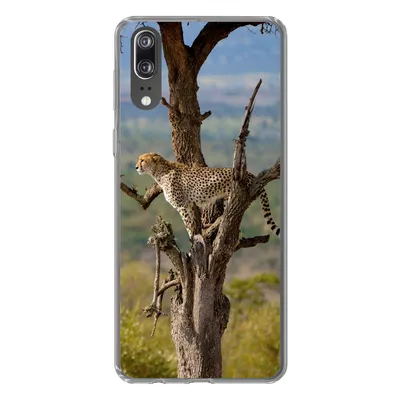 Produktbild von MuchoWow® Handyhülle Schutzhülle Hülle für Huawei P20 Leopard - Baum - Tier Silikon Softcase Handy Hülle - Hardcover