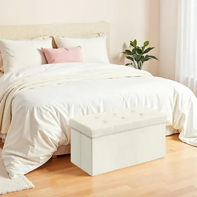 Produktbild von SONGMICS Sitzhocker mit Stauraum, klappbare Sitzbank, 38 x 76 x 38 cm Fußbank, Bettbank, Aufbewahrungsbox, bis 300 kg belastbar