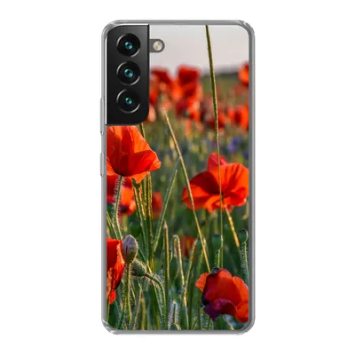 Produktbild von MuchoWow® Handyhülle Schutzhülle Hülle für Samsung Galaxy S22 Blumen - Mohnblumen - Natur - Rot Silikon Softcase Handy Hülle - Mobiltelefonhülle
