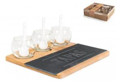 Immagine prodotto di H&H Set 8 Pezzi Aperitivo In Bambù E Ardesia Cm 23X20