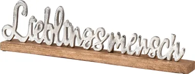 Produktbild von Lieblingsmensch Schriftzug L48cm Metall Mango Silber Holz Tischdeko Deko Aufsteller