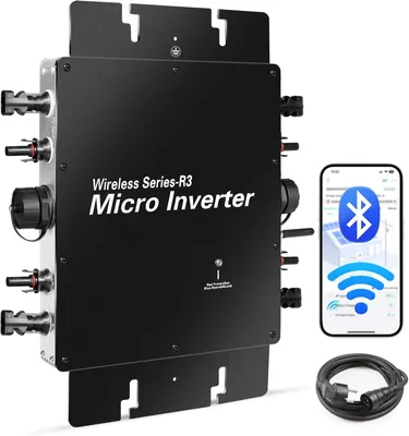 Imagen del producto de Microinversor de 1200W, con Wi-Fi inteligente para sistemas de energía solar en balcones, inversor fotovoltaico de fácil instalación (plug & play), con MPPT integrado, control a través de aplicación móvil e inversor con protección IP65