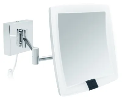 Produktbild von Libaro LED Kosmetikspiegel mit Sensor VERONA eckig 5fach Vergrößerungsspiegel quadratisch Wandmontage weißes Kabel