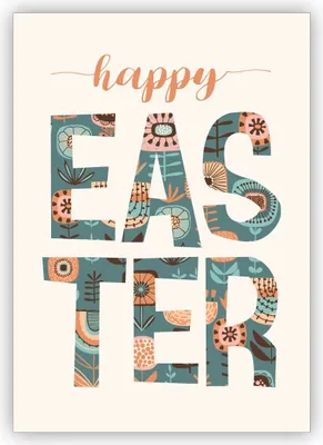 Produktbild von Edle englische Typo Osterkarte mit Blumen: happy easter