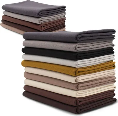 Produktbild von Bündchenstoff 10er Set Grau/Braun Bio Schlauchware Bündchen Jersey Paket Stoffpaket zum Nähen DIY