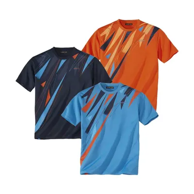Image de Atlas For Men - T-shirt « Sporty » pour homme (lot de 3) AF381 (4XL) (bleu marine/orange/bleu)